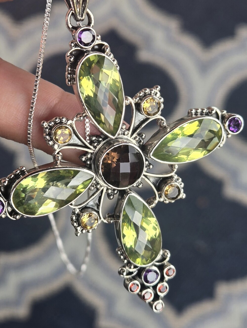 Nicky Butler RAJ LIMITED EDITION 925 Sterling Silver Cross NB Pendant Necklace - Picture 8 of 16
